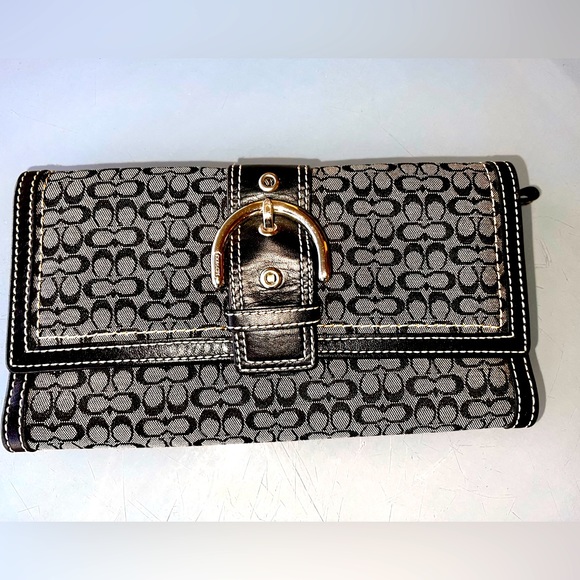 COACH Vintage Style C Logo w Leather Buckle Wallet & Matching Checkbook Cover - Picture 11 of 11